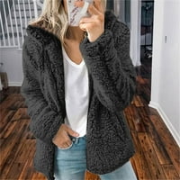 Ženske overske odjeće vrhovi patentni patentni jakne Fleece Fuzzy Hoody kaputi casual dugih rukava Cardigan