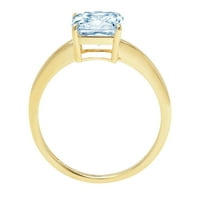 2.0ct Asscher rezan plavi simulirani dijamant 14k žuto zlato graviranje godišnjice Angažovanje vjenčanog