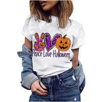 CLLIOS HALLOWEEN košulje Wone Plus size bundeve tines Ters Stretch kratki rukav bluza za odmor za odmor za odmor za žene Halloween pokloni za žene