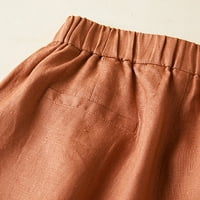 Efsteb ženske labave kratke hlače Ljetne vrećice kratke hlače s punim bojama kratke hlače visoke struke Trendi udobne casual šorc sa džepom narančasta L