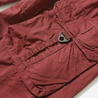 Ljetni teški momak Ljetne kratke hlače Muški kombinezoni casual capris ravne multi džepne hlače crveno