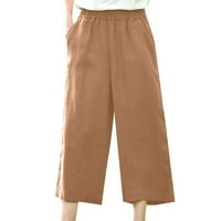 Xinqinghao Ljetni visoki struk Ženske hlače Loose Plus size pantalone Pamuk i posteljine ravno hlače