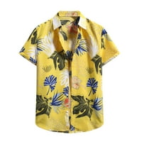 Muška majica cvjetna cvjetna tipka dolje modni opušteni-montirani kratki rukav Havajska slobodno vrijeme Ležerna ljetna tropska plaža Ogrlica za ovratnik za uredski rad
