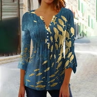 Ženski gumb up v bluza s rukavima izreza plus veličina ljupki ugodni pulover cvjetni majica leptira