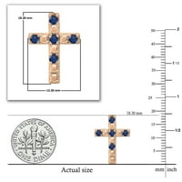 DazzlingRock kolekcija okrugli plavi safirni kameni religiozni križni minđuše za žene u 18K ružičastog zlata