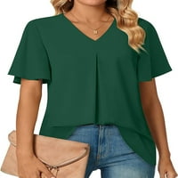 Abtel Ladies Chiffon bluza Kratki rukav Košulje od labavih vrhova Ženska ležerna plaža Majica Green