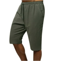 Muški sportski kratke hlače Muški povremeni džep za crtanje pune boje pamučne i posteljine sportske