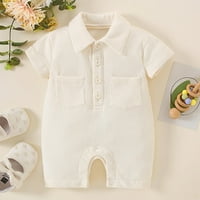 Toddler Baby Girls Penjačka odjeća Ljeto Čvrsto kolor penjačko odijelo Kratki rukav Lapel Prozračne