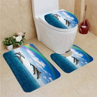 Jumping Delphins Cilatima za kupatilo set Contour prostirki i toaletni poklopac poklopca
