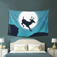 Smiješna tapiserija za spavaću sobu estetiku, trčanje zidne tapise za skakanje jelena za dnevnu sobu