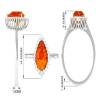Laboratorija u obliku kruške odrasli narančasto safir koktel prsten sa moissine halo - AAAA razreda,