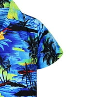 Jinyu Fashion Muškarci Ležerni gumb Havaji Print Beach Kratki rukav brza bluza
