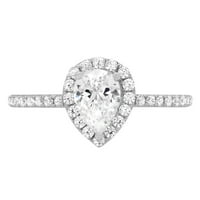 PEAR PINAOND 14K Bijeli zlatni HALO prsten za žene Pokloni Vjenčanje Fini nakit
