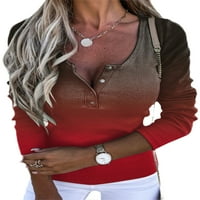 Bmotoo dame casual majica dugih rukava tanak fit tunički bluza sa loungewebru dugmad pulover crvene