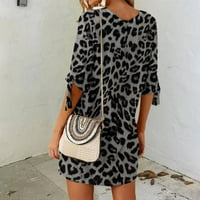 Žene haljina za čišćenje žena ljetni trendovi casual okrugli vrat pola rukava zavoj leopard Ispis labava
