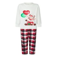 Božićna porodica Pajamas Podudarni set Elk Print Dugih rukava i pletene hlače za spavanje