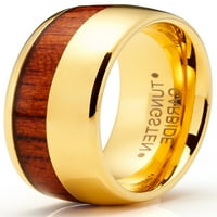 Muški volframovi vjenčani zaručni prsten koa drva Goldtone Comfort-Fit