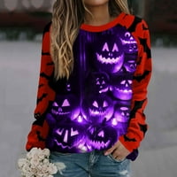 Umitay Essential Hoodie Ženska moda Casual Okrugli vrat Dugih rukava Halloween Print Raglan rukav majica