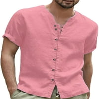 Luxplum Muška majica V Vrući izrez Dugme UP Up ljetne košulje Labava bluza Holiday Tee Blue XL