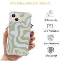 Green Swirl Case kompatibilan sa iPhoneom 14, estetskim umjetničkim dizajnom TPU cofper cover