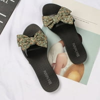 DMQupv papuče za žene zatvorene i vanjske sandale cvjetni bowknot modni ravni dno svakodnevno ljetne papuče za kupanje žene cipele zelene 8