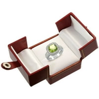 10k bijeli zlatni prirodni peridot Ring Diamond naglasak, jastuk-rezan 9x dijamant akcent, veličina 5.5