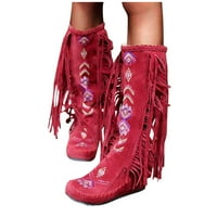 Dyfzdhu Žena Style Ženske pete Flinge Bot Chinese Boots Boots High Long Stas reel Nation kožne modne