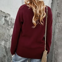 Jeseni džemperi za žene Ležerne prilike Criss Vweter pusti boje rebrasti džemper pleteni džemper vrhovi