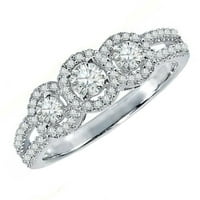 DazzlingRock kolekcija 0. Carat 10k okrugli dijamantski dame Stone Split Shank Bridal Ring CT, bijelo