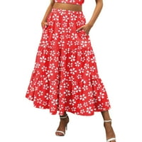 Žene plus veličina Cleamce ženska ljetna seksi casual haljina cvjetna print plaža s dugim suknje Boho