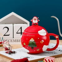 Slatka božićna krigla sa poklopcem, šalica Kawaii Cup za kafu, čaj i mlijeko, krign poklon 450ml 15oz