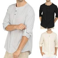 Muška ležerna pamučna posteljina majica dugih rukava labava bluza s majicama niz majice