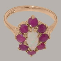 Britanci napravio 14k ružični zlatni prsten sa prirodnim Opal & Ruby Womens Ring - Veličine opcije - Veličina 4