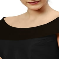 Eloria Ženska umjetnost svilena bluza Partywear punila za vrat za čamac bez rukava sa patentnim zatvaračem,