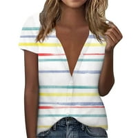 Košulje za žene Ženski modni casual kratkih rukava za tisak za ispis reverske košulje TOP bluza Yellow