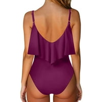 Kupaći kostimi za žene za žene Ženski kupaći kostimi s jednim slojem ruffle Dolid Color Shussuit Bakini,