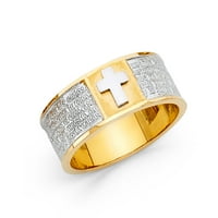 Jewels 14k bijeli i žuti zlatni prsten dva tona kubična cirkonija CZ Lords Player veličine 6.5