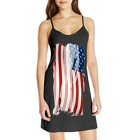 Klizne haljine, žene ljeto 4. jula kratka haljina američka slova za zastavu Ispiši tanku rupu shift haljina