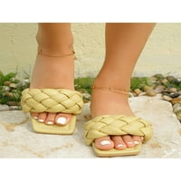 Ženske ravne sandale Ljeto slajdovi kvadratni nožni sanduk Sandal casual tough papuče dame cipele plaža lagana žuta 7