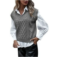WHLBF Plus Veličine džemperi za žene, modne ženske ležerne V-izrez šuplje dijamantski plesivac prsluk