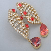 Zlatni Swarovski Crveni Swarovski kristalni Rhinestones ogrlica naušnica set za svadbenu zabavu