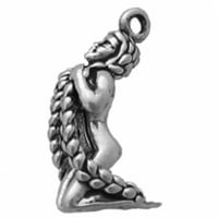 Sterling srebrna 8 šarm narukvica sa priloženim 3D dugim dlakom Rapunzel Charm