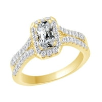 14k žuto zlato 0. CTTW bijeli prirodni dijamantski smaragdni oblik halo pinch shunk angažman vjenčani