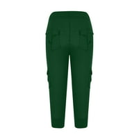 WAVSUF radne pantalone za žene plus veličina dugmeta sa džepovima Green Hlače veličine XL
