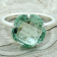Zeleni safir simulirani sterling srebrni prsten S.8. Nakit SDR81104