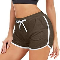 Finelylove Yogalicious Shorts Atletska kratke hlače za žene Gym visoki struk rasta prugaste smeđe s