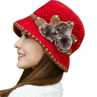 JPGIF modne žene dama zima toplo kukičani pleteni cvijeće ukrašene uši kapu Rd