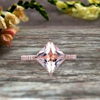 Princess Cut morgarite zaručnički prsten na 10K ružičastog zlata Vjenčani prsten za vjenčani prsten