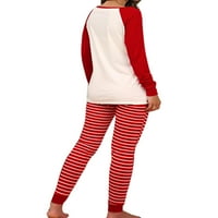 Ženski Xmas Božićni dvodijelni pidžami okrugli vrat pidžama postavio je dugi rukav Tee vrhovi bluza