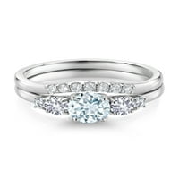10k bijelo zlato nebo plava akvamarin bijeli stvorio je safir i bijeli laboratorij uzgojio dijamantni kameni za angažman za vjenčani prsten za žene